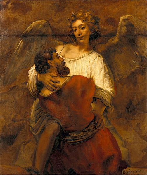 Jacob Wrestling with the Angel, REMBRANDT Harmenszoon van Rijn